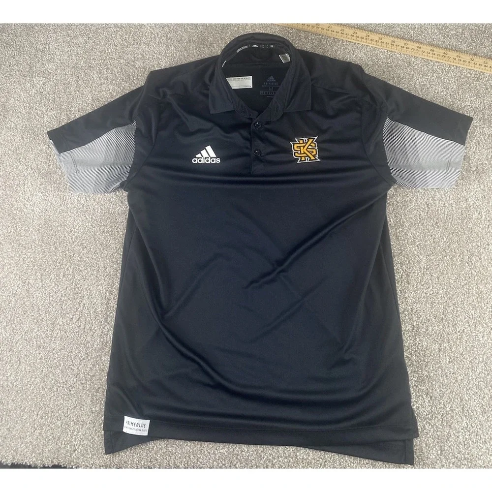 Adidas‎ Prime Blue Player Issued Polo Mens M Kennesaw State Owls Performance